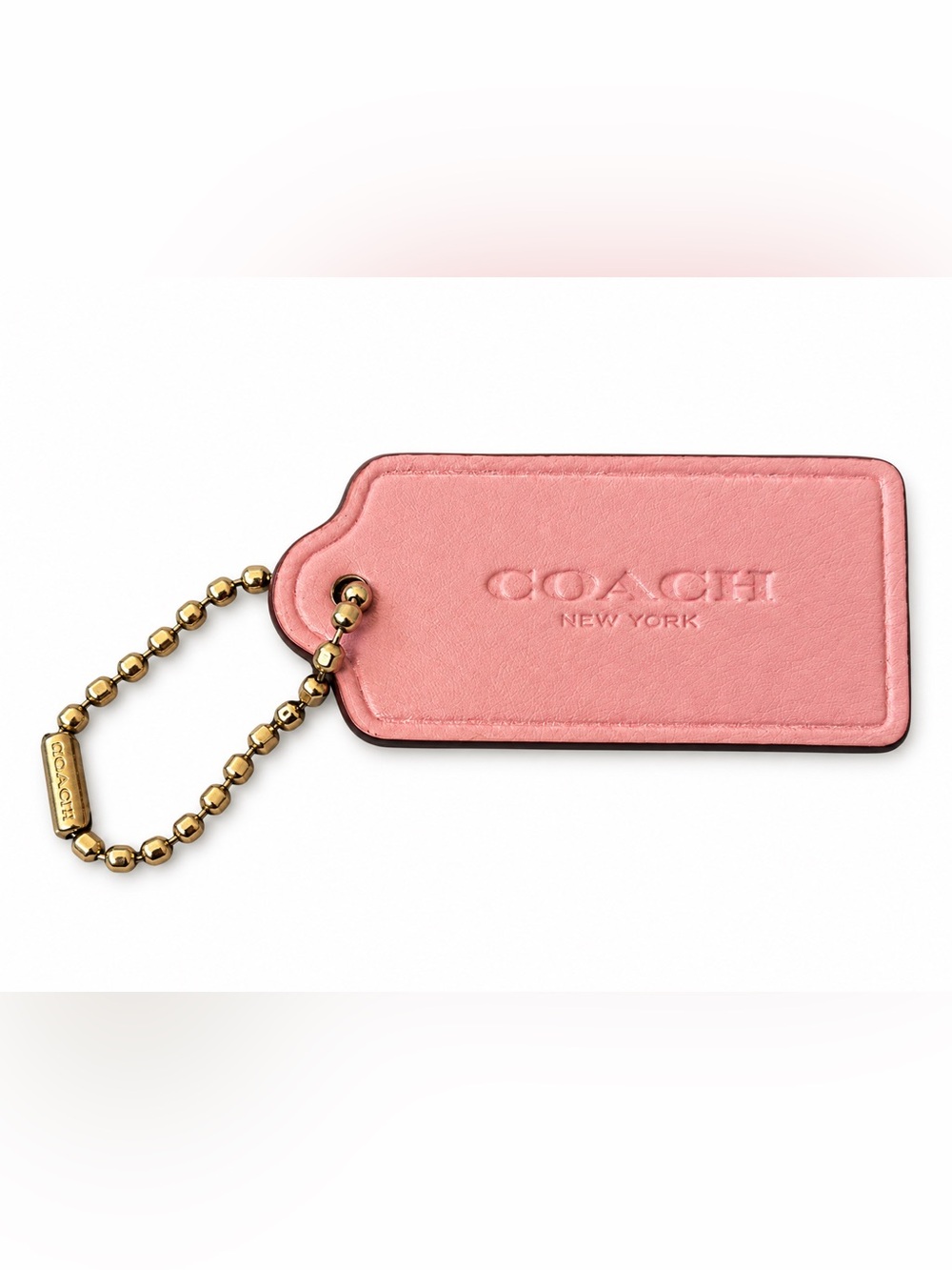 Coach Pink Leather Hangtag Bag Charm Gold-Tone Ball Chain Replacement